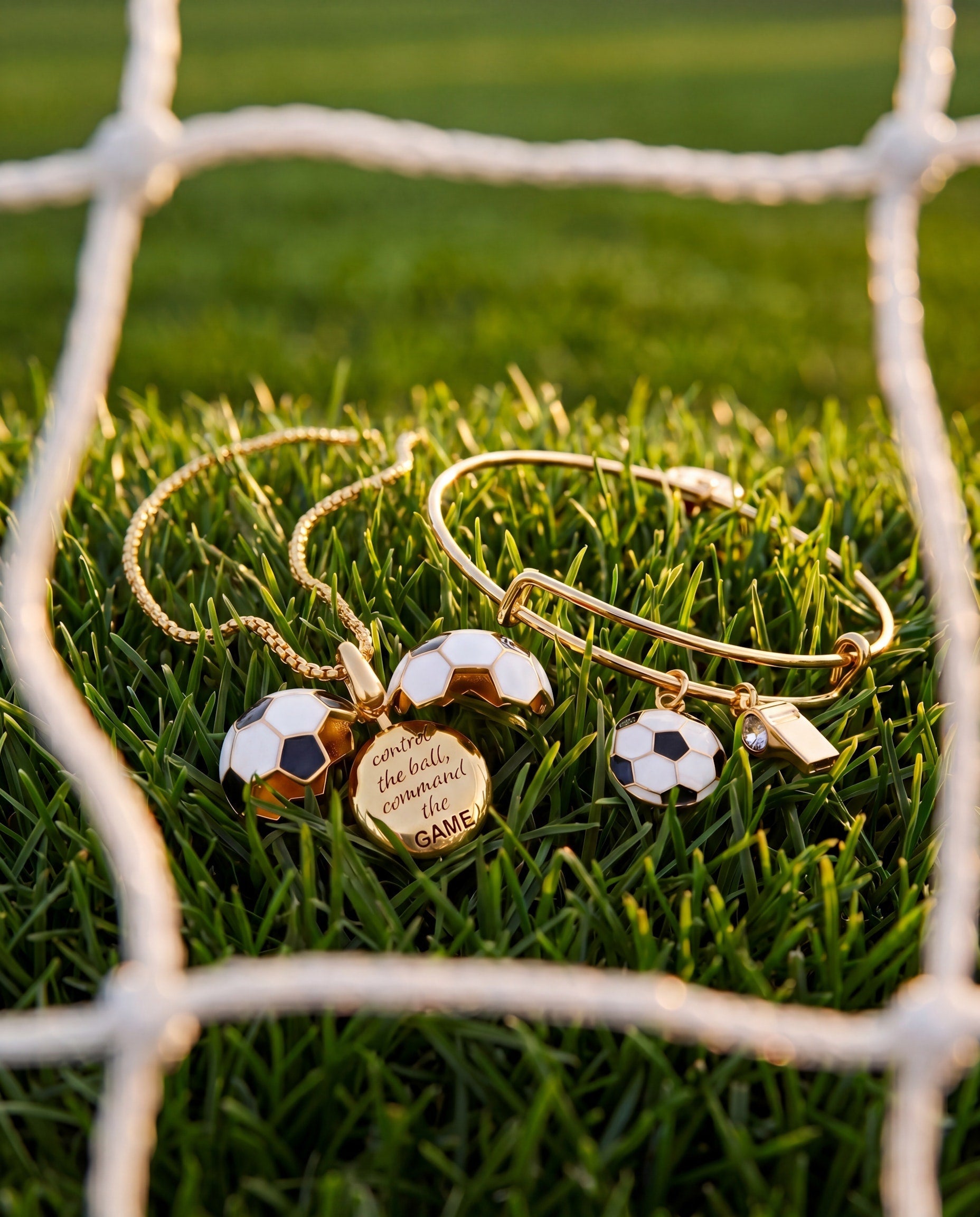 Soccer & Whistle Charm Bangle